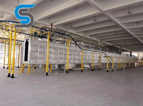 Horizontal fluorocarbon spraying line