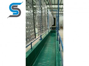 Horizontal fluorocarbon spraying line