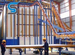 Vertical powder coating line