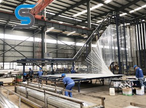 Vertical powder coating line