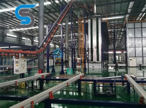 Vertical powder coating line