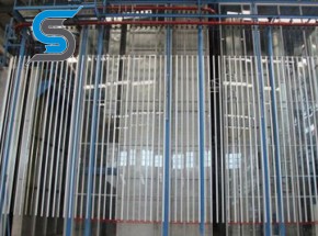 Vertical powder coating line