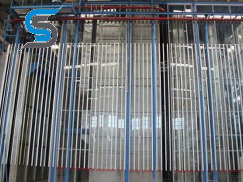Vertical powder coating line